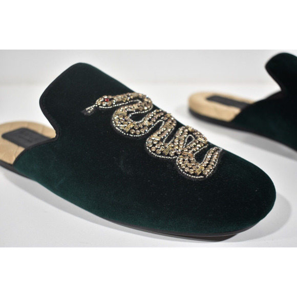 Gucci Lawrence Princetown Green Crystal Snake Slide Loafer Mule Slipper Flats 36 - Picture 4 of 12